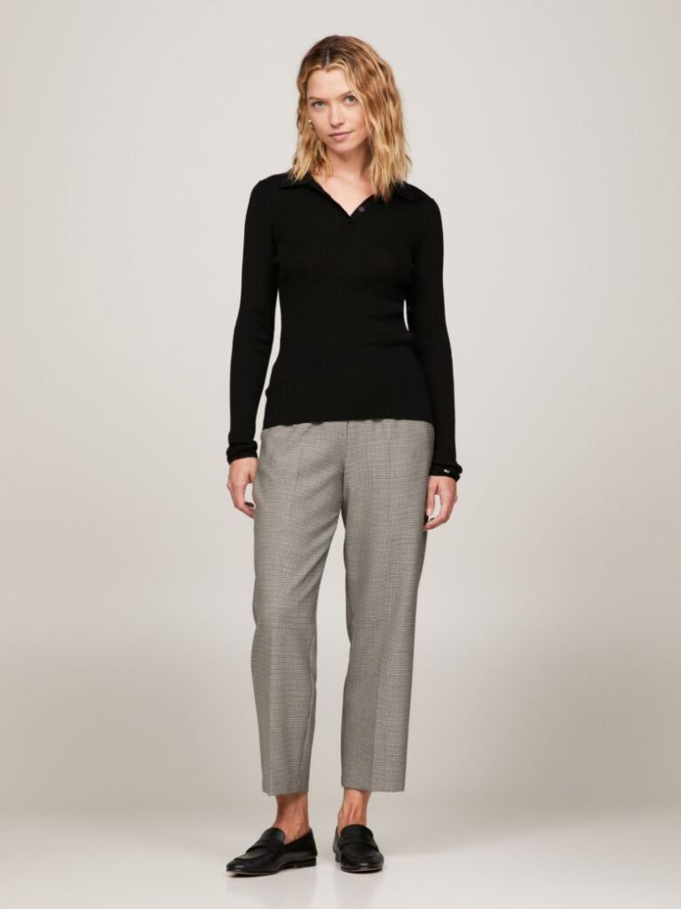Black Essential Slim Fit Polo Jumper  Women