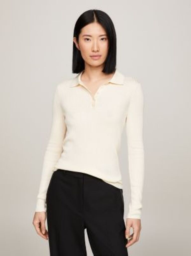 Beige Essential Slim Fit Polo Jumper  Women