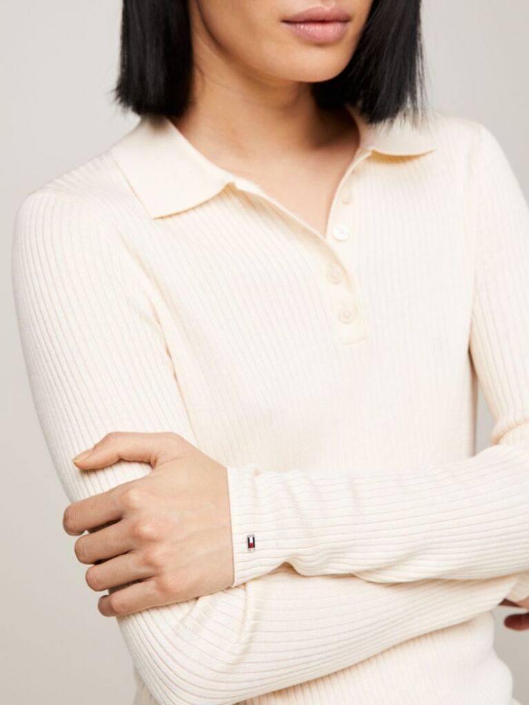 Beige Essential Slim Fit Polo Jumper  Women