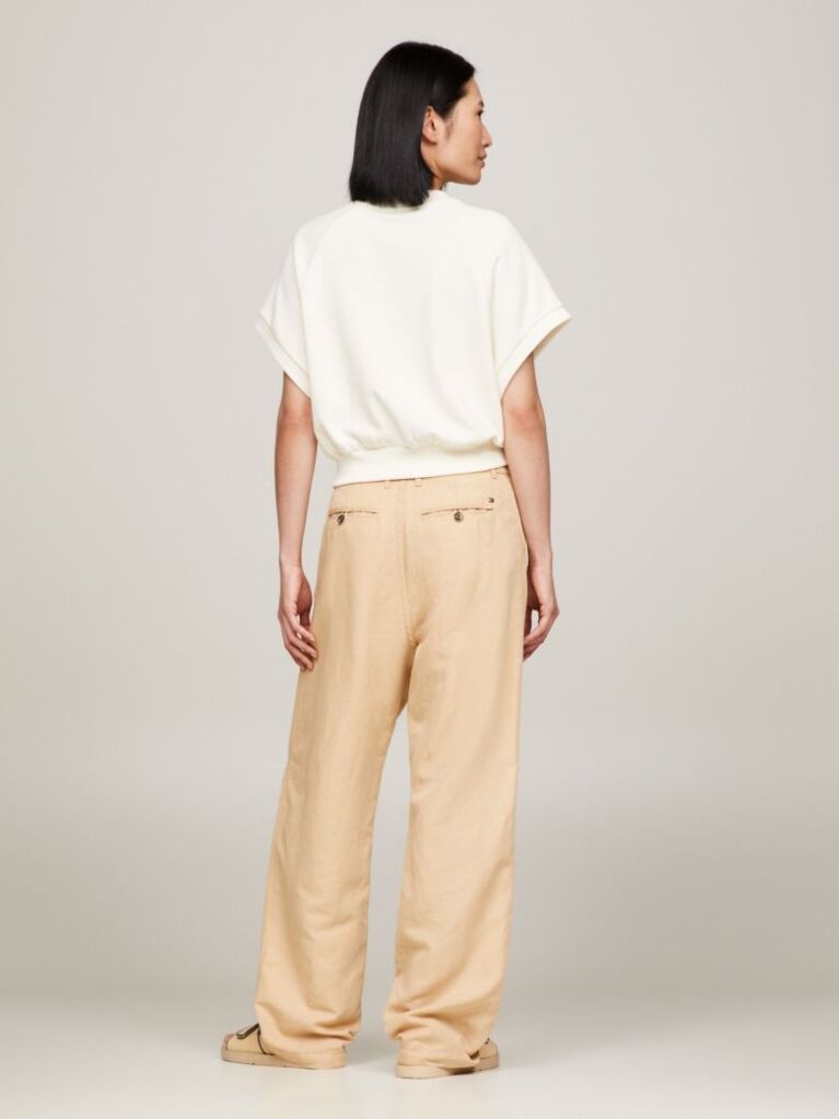 White Hilfiger Monotype Batwing Flock Sweatshirt  Women