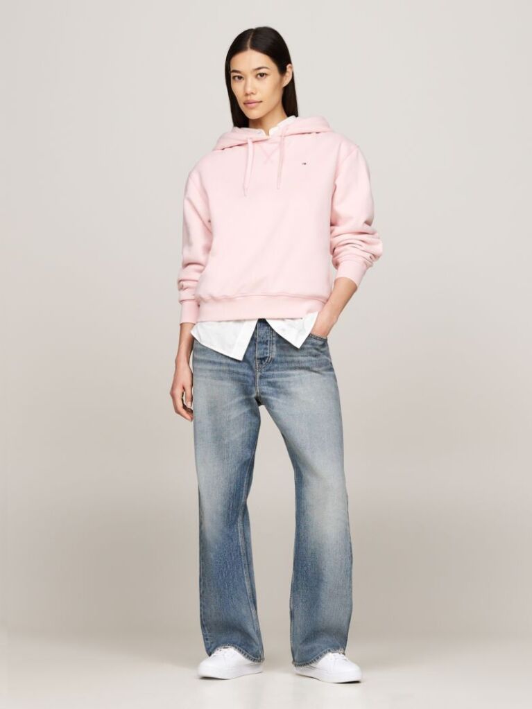 Pink Flag Embroidery Drawstring Hoody  Women