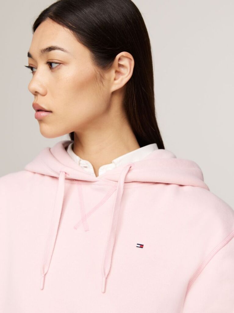Pink Flag Embroidery Drawstring Hoody  Women