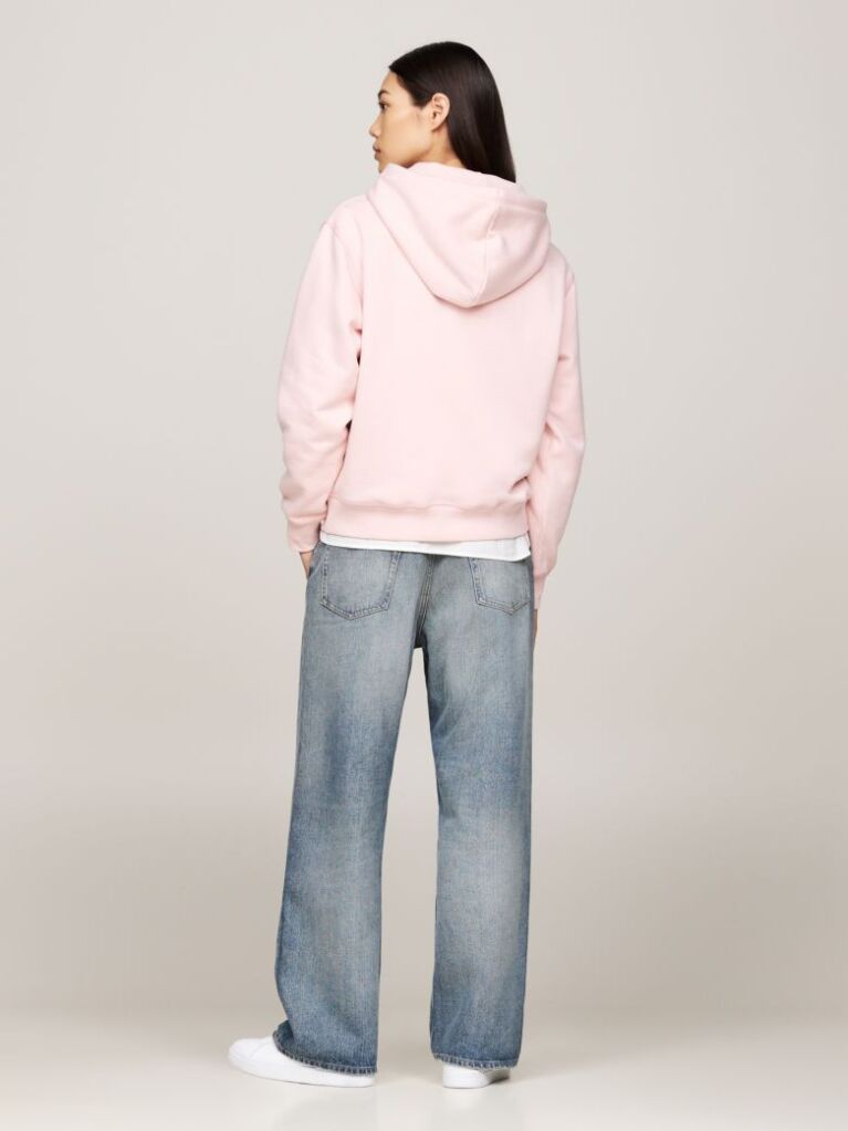 Pink Flag Embroidery Drawstring Hoody  Women
