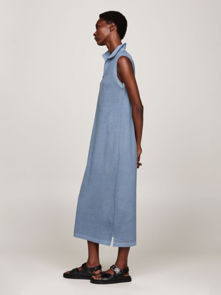 Blue V-Neck Sleeveless Polo Dress  Women