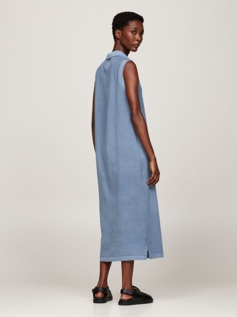 Blue V-Neck Sleeveless Polo Dress  Women