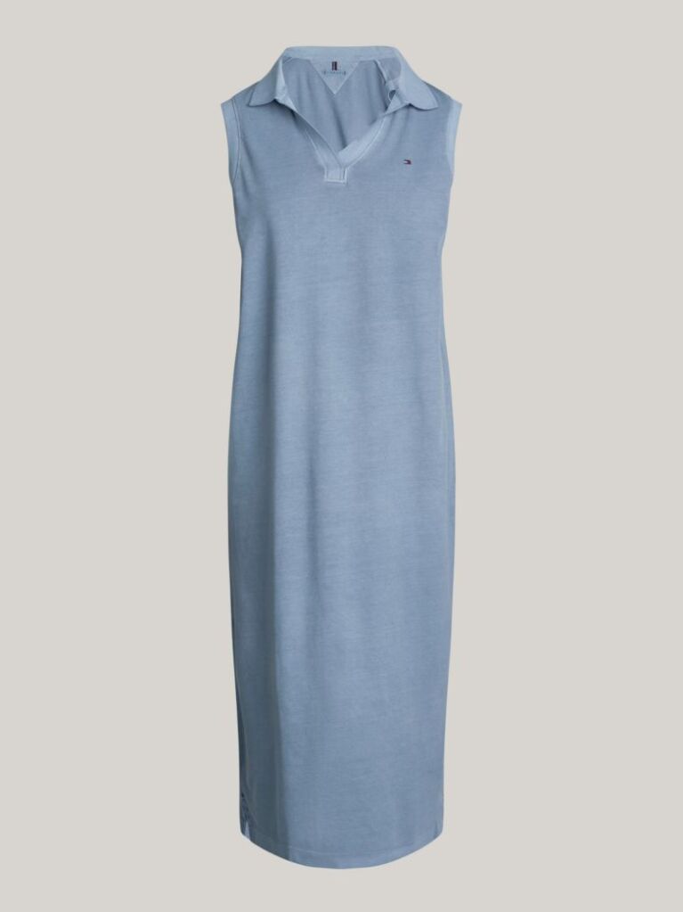 Blue V-Neck Sleeveless Polo Dress  Women