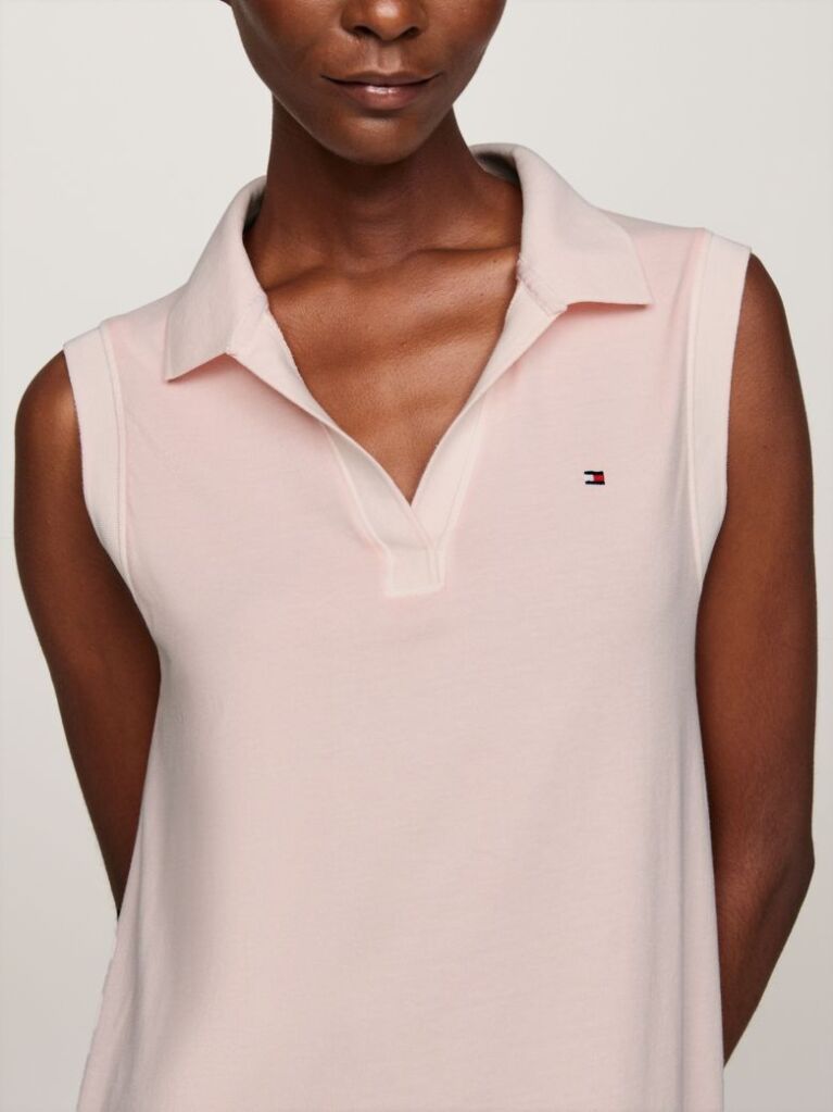 Pink V-Neck Sleeveless Polo Dress  Women