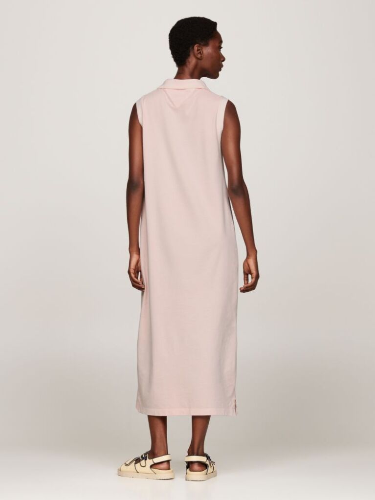Pink V-Neck Sleeveless Polo Dress  Women