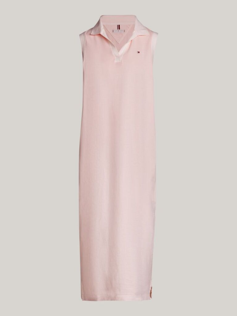 Pink V-Neck Sleeveless Polo Dress  Women