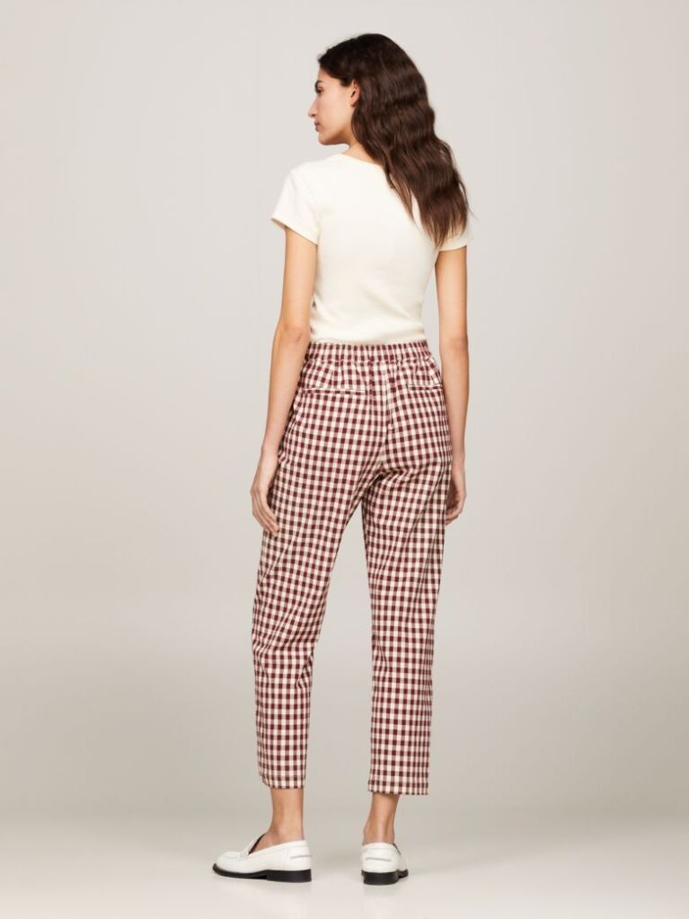 Multi Gingham Slim Fit Straight Trousers  Women