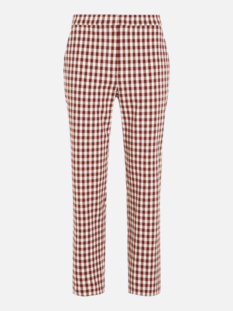 Multi Gingham Slim Fit Straight Trousers  Women