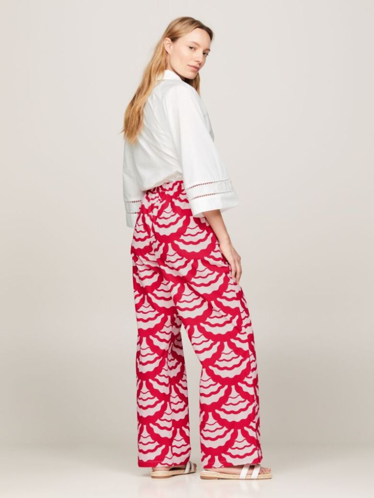 Multi Print Relaxed Wide Leg Trousers  Women