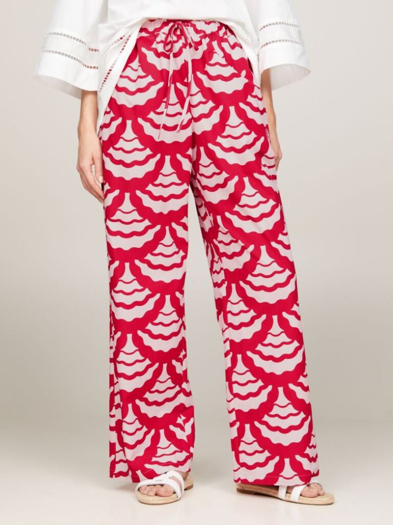 Multi Print Relaxed Wide Leg Trousers  Women