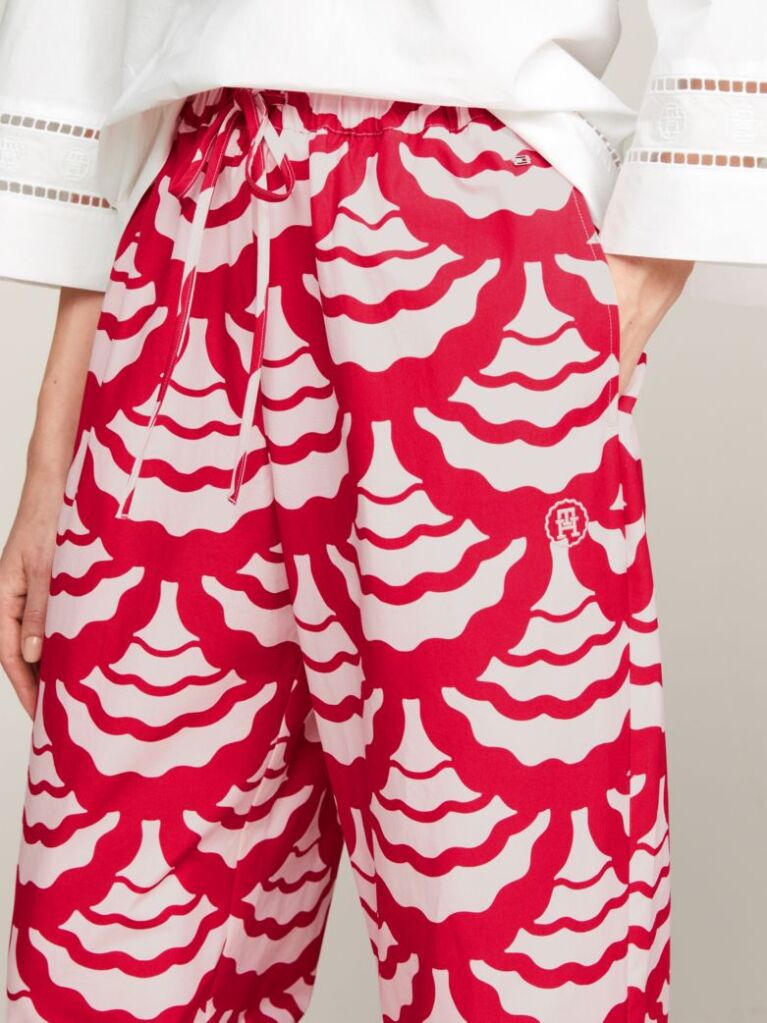 Multi Print Relaxed Wide Leg Trousers  Women