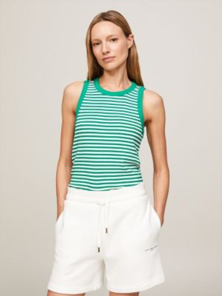 Multi Stripe Rib Slim Tank Top  Women