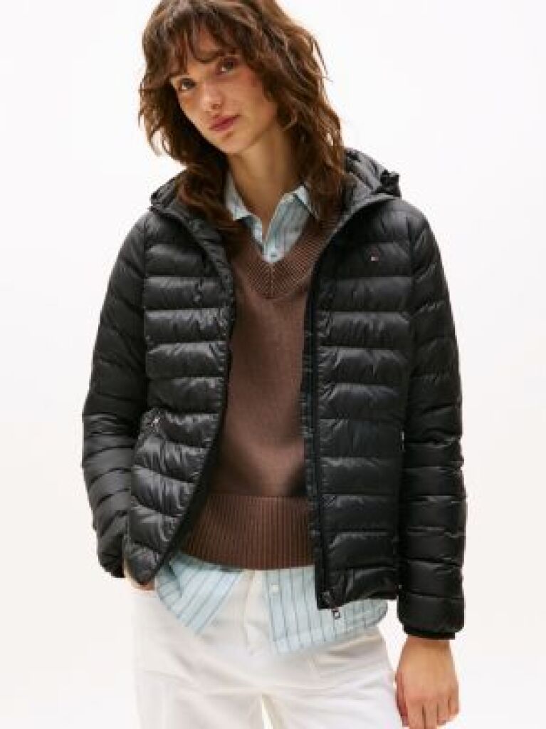 Black Padded Global Stripe Jacket  Women