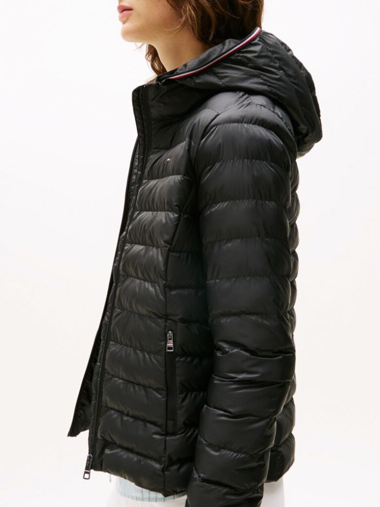 Black Padded Global Stripe Jacket  Women