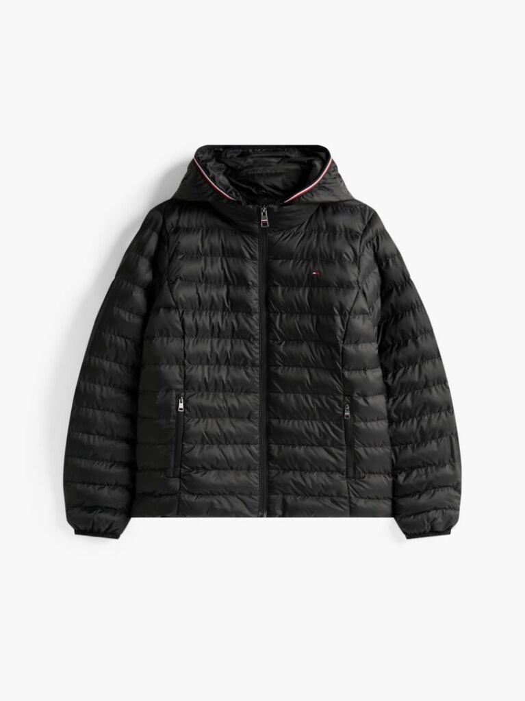 Black Padded Global Stripe Jacket  Women