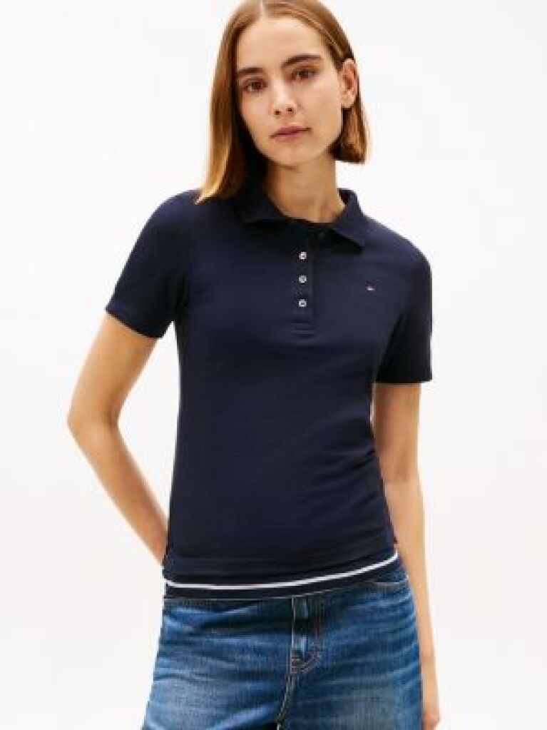 Blue 1985 Slim Pique Polo  Women