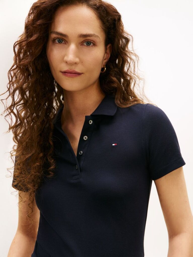 Blue 1985 Slim Pique Polo  Women