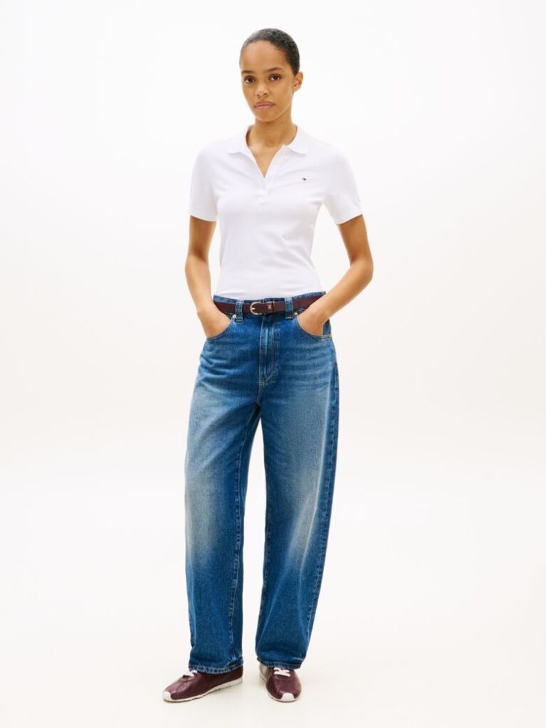 White 1985 Slim Pique Polo  Women