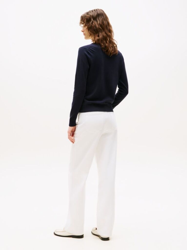 Blue Jersey V-Neck Sweater  Women