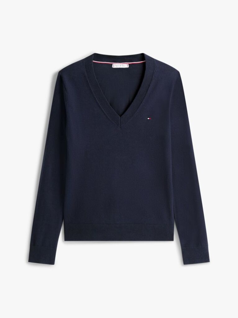 Blue Jersey V-Neck Sweater  Women