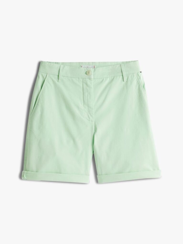 Green Garment Dyed Turn-Up Mom Chino Shorts  Women
