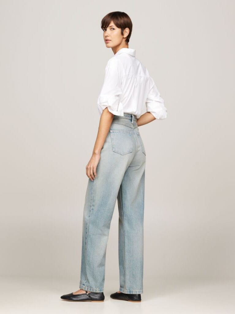 Blue High Rise Relaxed Straight Leg Jeans  Women