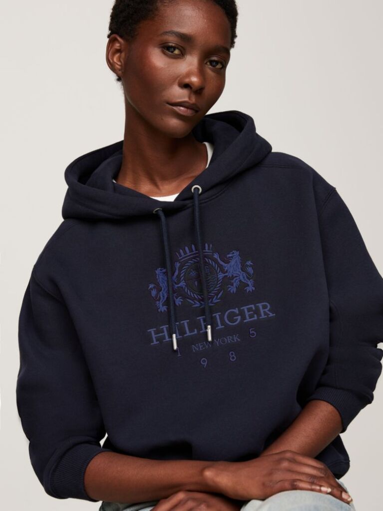 Blue Logo Embroidery Hoody  Women