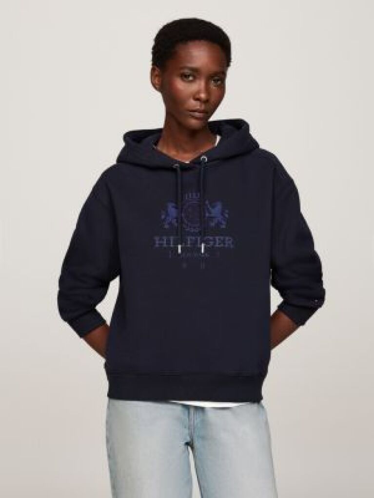 Blue Logo Embroidery Hoody  Women