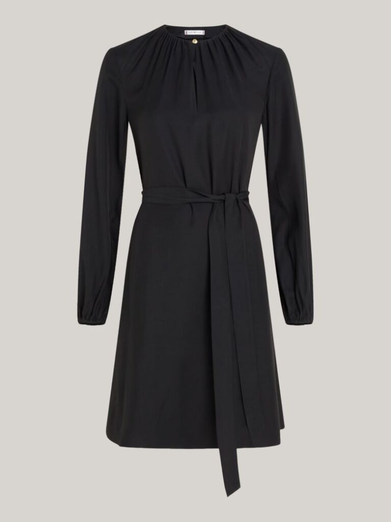 Black Gathered Fit And Flare Mini Dress  Women