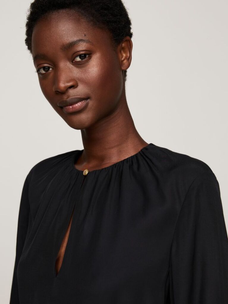 Black Gathered Fit And Flare Mini Dress  Women