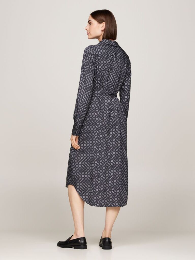 Multi Hilfiger Monotype Belted Midi Shirt Dress  Women