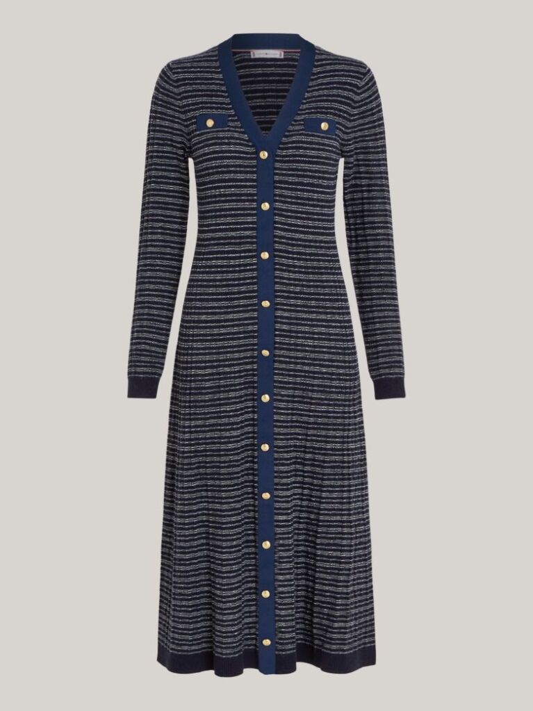 Multi V-Neck Slim Bodycon Midi Jumper Dress  Women