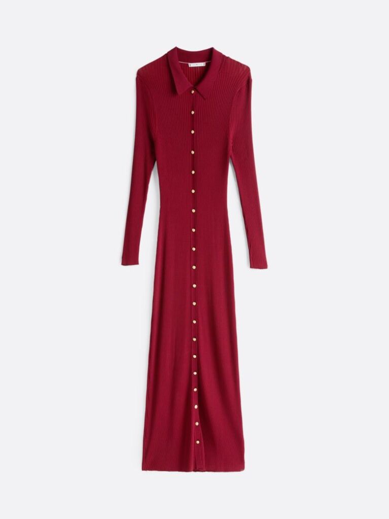 Red Ribbed Bodycon Maxi Jumper Dress  Women