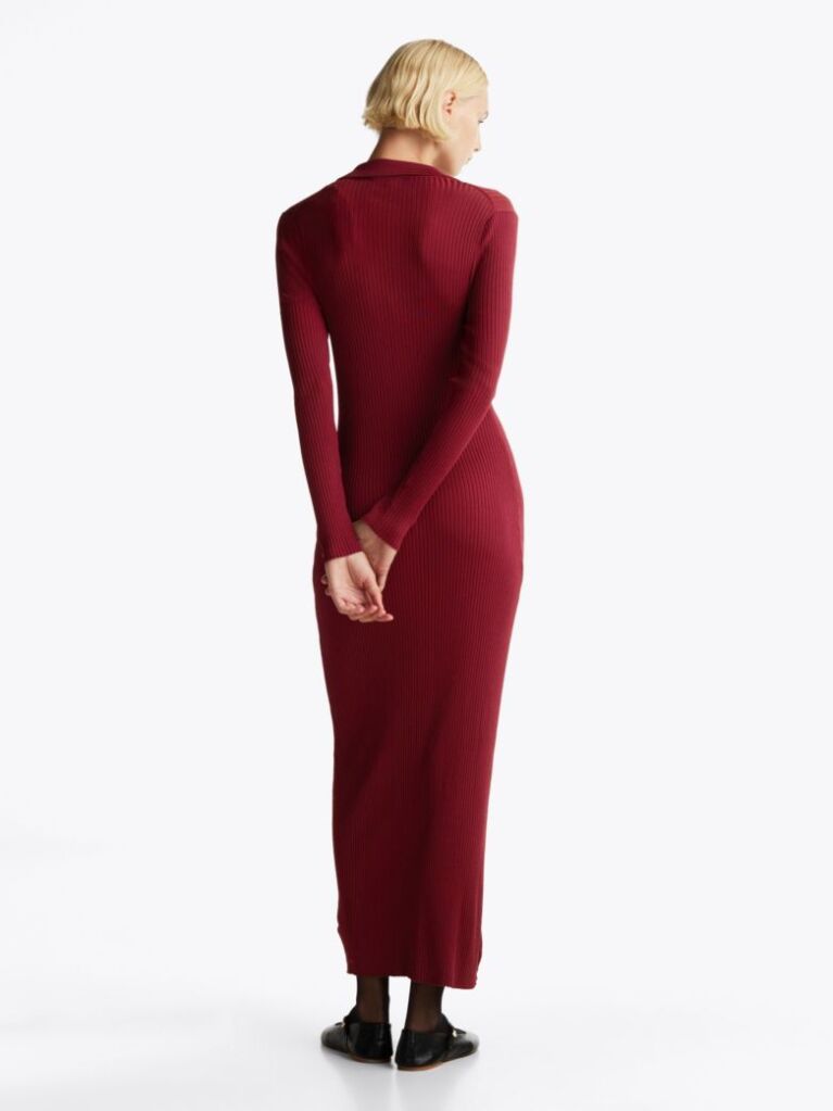 Red Ribbed Bodycon Maxi Jumper Dress  Women