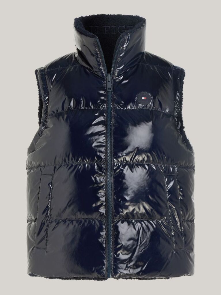 Blue Reversible Teddy Down Vest  Women