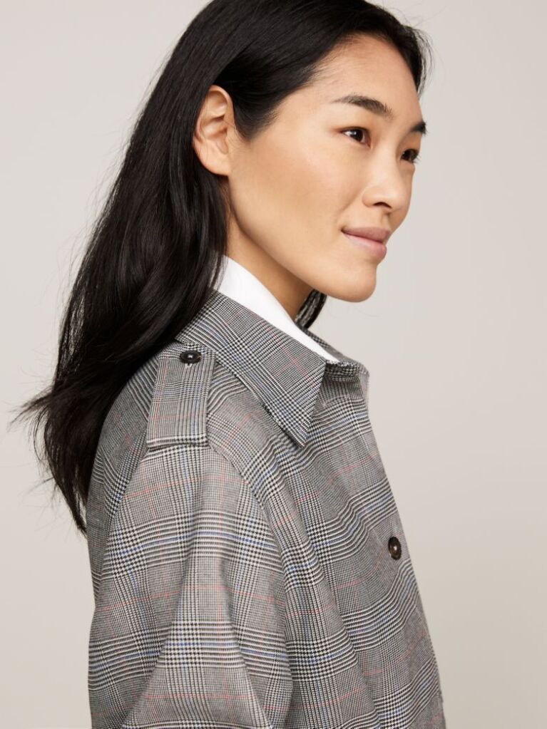 Multi Prince Of Wales Check Belted Blazer Jacket  Women