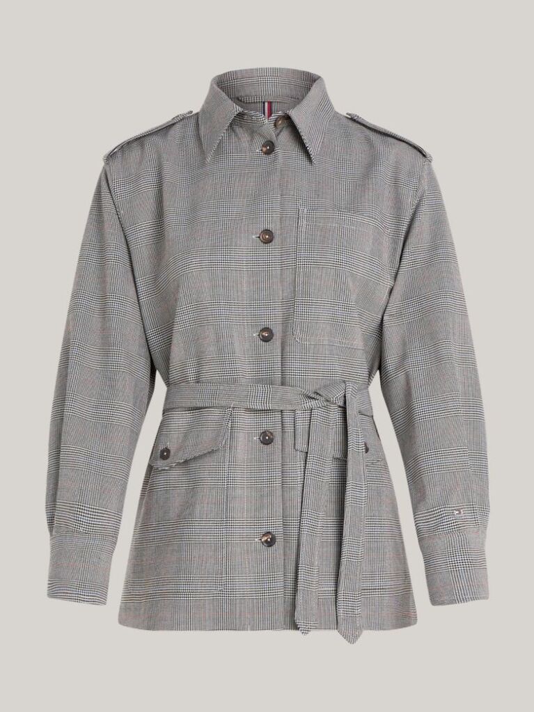 Multi Prince Of Wales Check Belted Blazer Jacket  Women