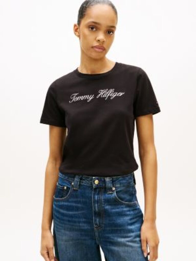 Black Regular Crew Neck T-Shirt  Women