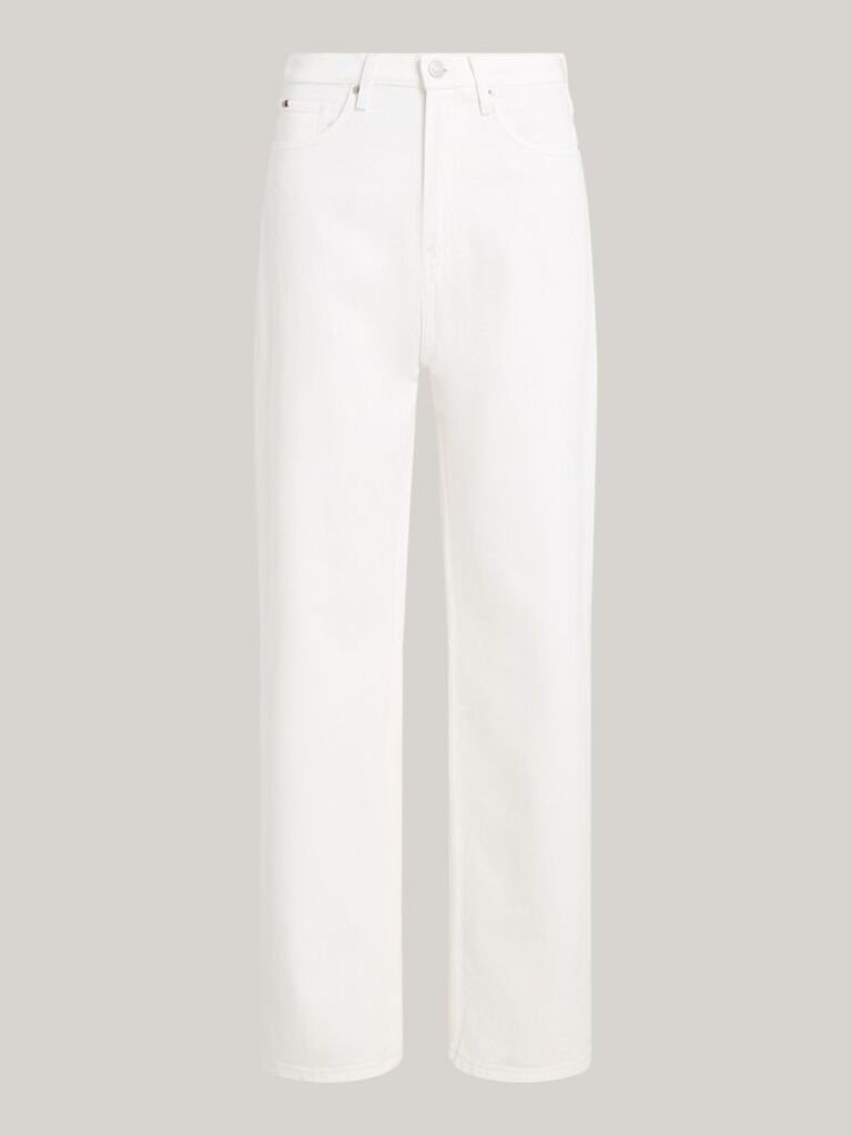 Beige White High Rise Straight Leg Jeans  Women