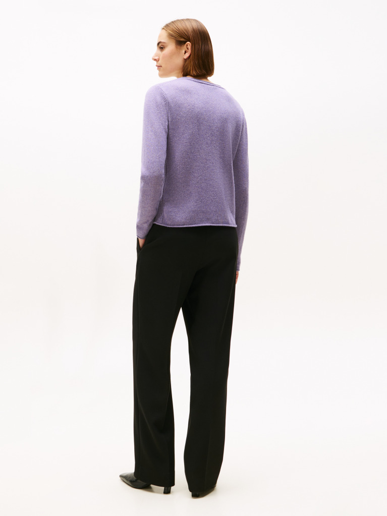 Purple Pure Wool V-Neck Jumper  Women