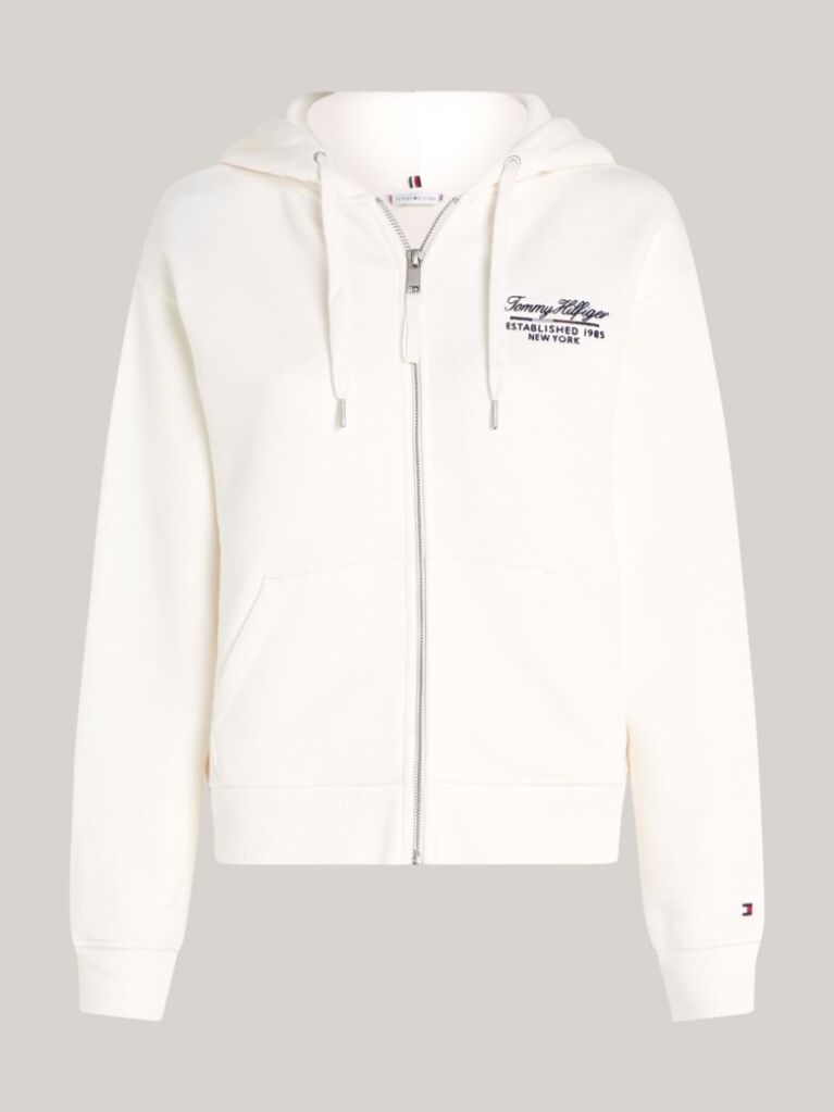 White Script Logo Zip-Thru Hoody  Women