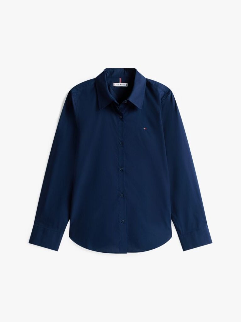 Blue Stretch Regular Long-Sleeve Shirt  Women