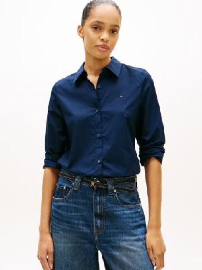 Blue Stretch Regular Long-Sleeve Shirt  Women
