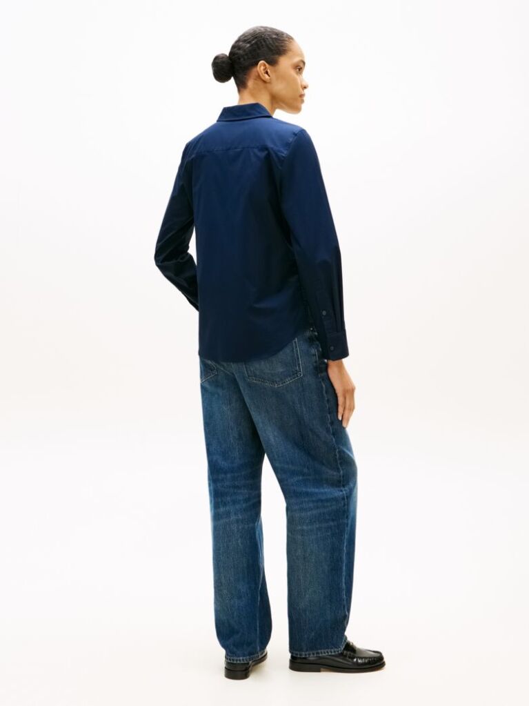 Blue Stretch Regular Long-Sleeve Shirt  Women