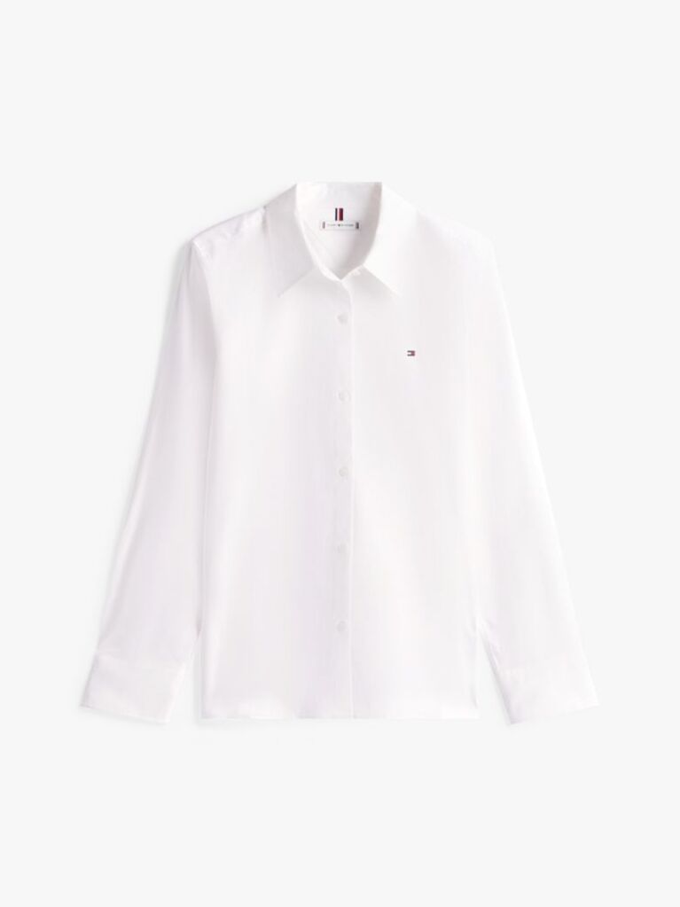 White Stretch Regular Long-Sleeve Shirt  Women