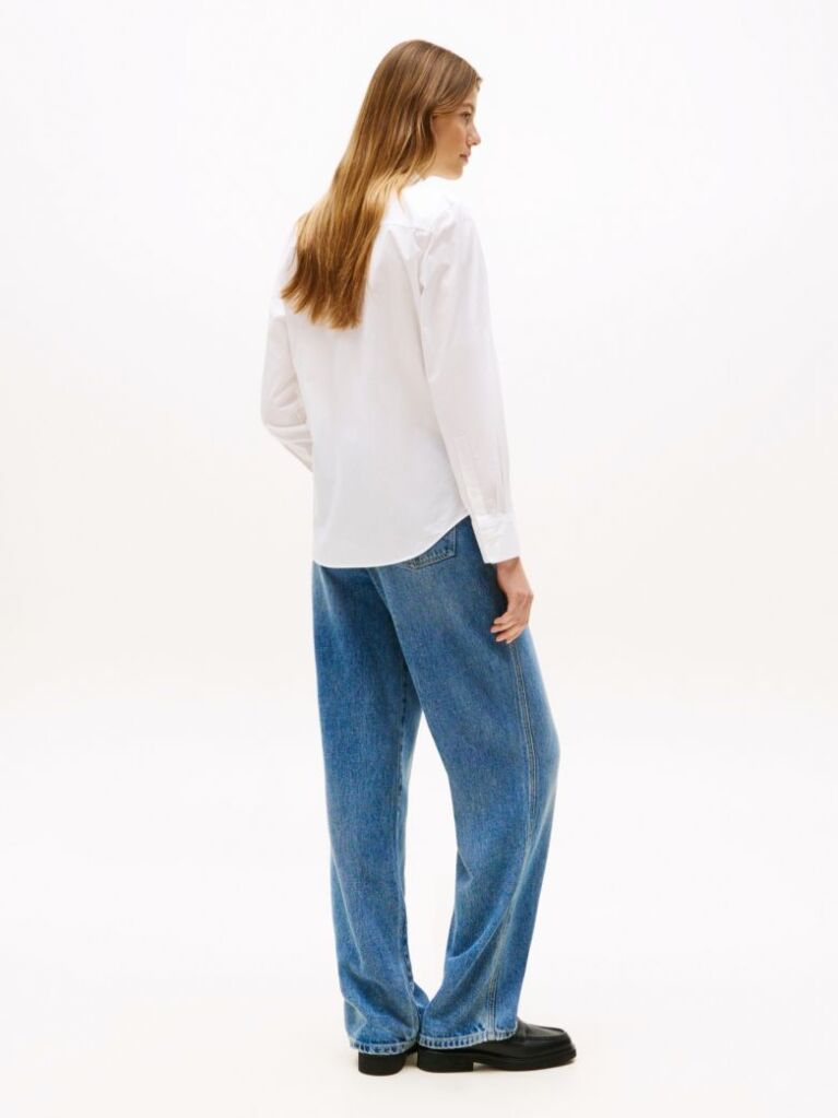 White Stretch Regular Long-Sleeve Shirt  Women