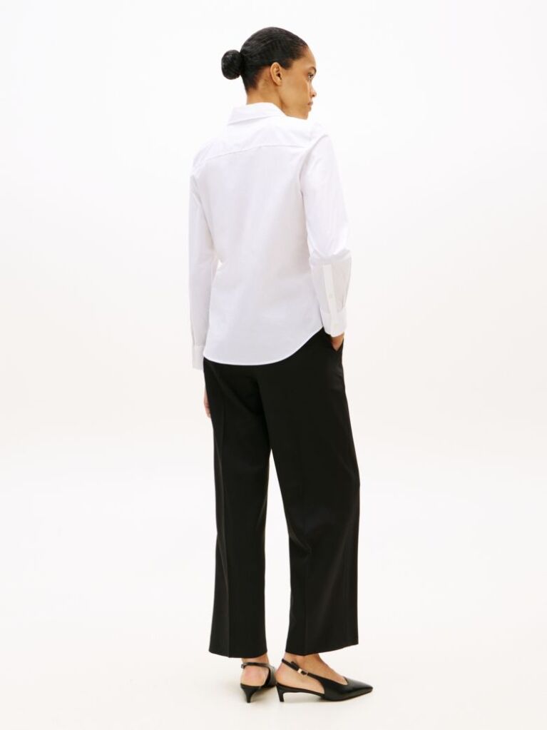 White Stretch Regular Long-Sleeve Shirt  Women